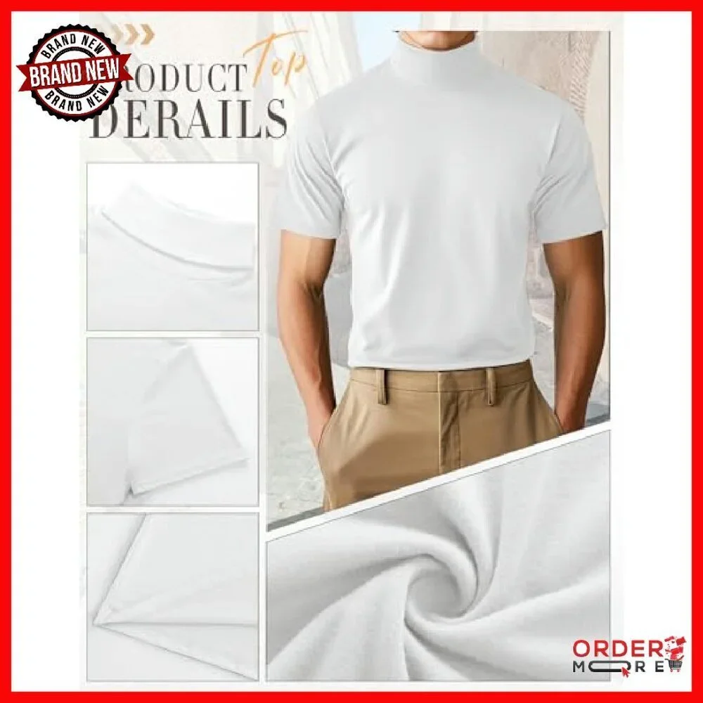 Men's Big Tall Turtleneck Shirt 3 Pack Cotton Mock Neck Undershirt